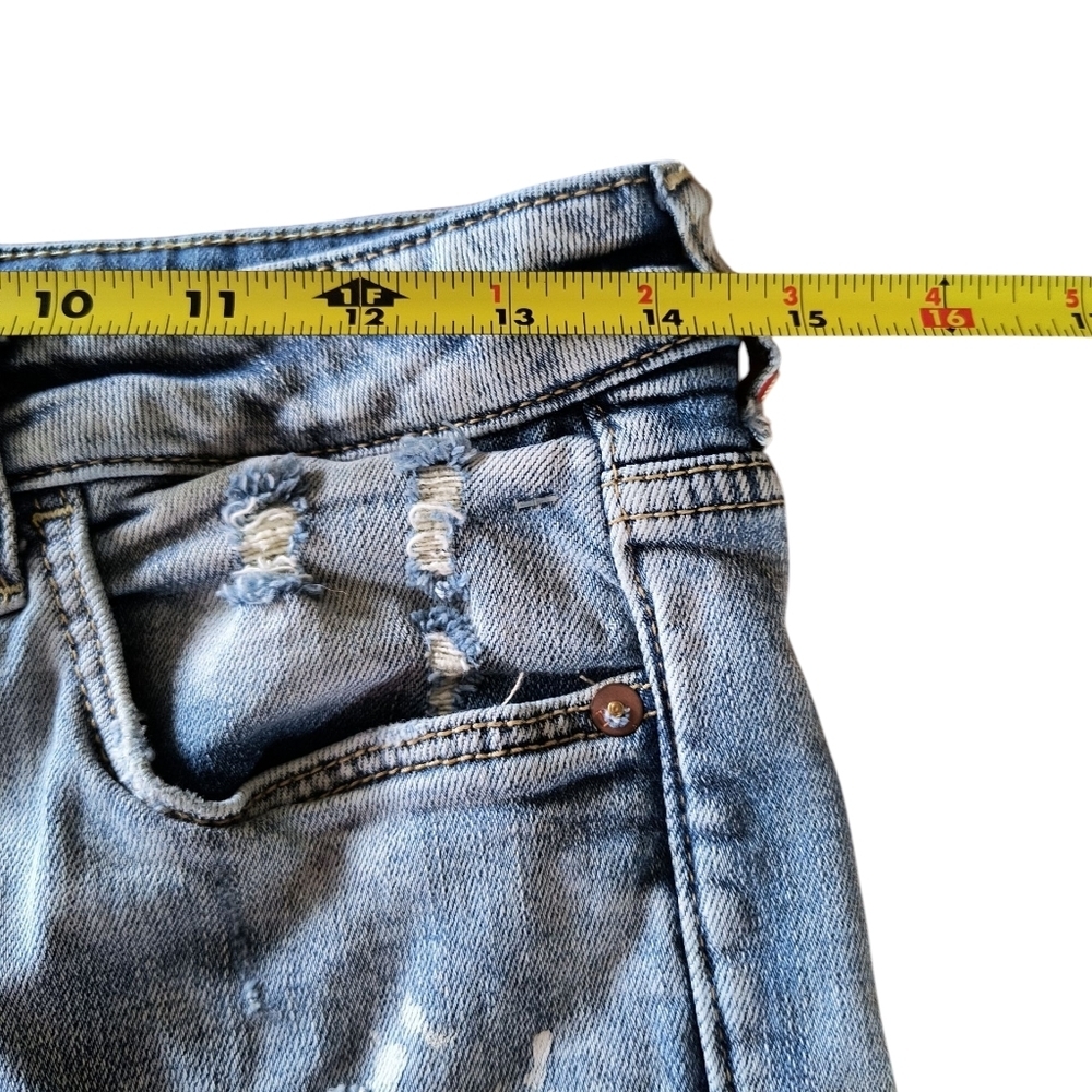 Anthropologie Pilcro Button Fly Faded Blue Denim Shortie Shorts Size 27 - Picture 5 of 11